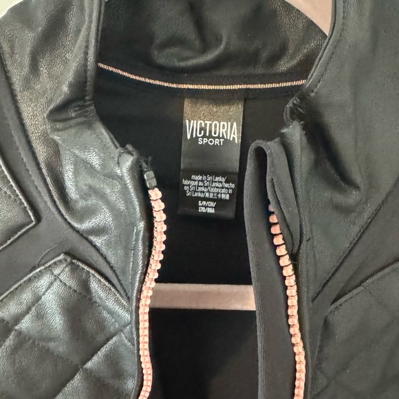 Victoria's Secret Black Leather Motorcycle Jacket with Quilted Design - Picture 5 of 7